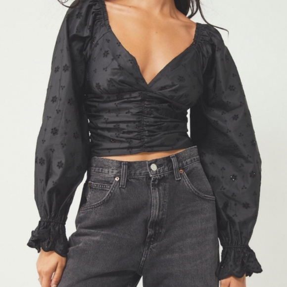 Free People Tops - NWT Free People Bella Eyelet Top Black M